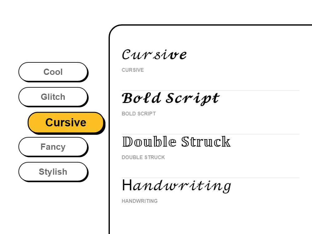 Cursive Font Style Illustration
