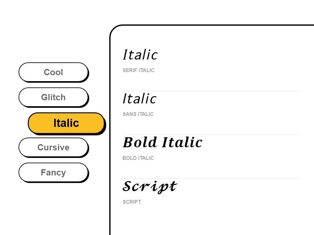 Italic Font Style Illustration