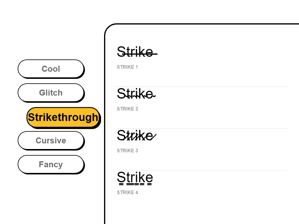 Strikethrough Font Style Illustration