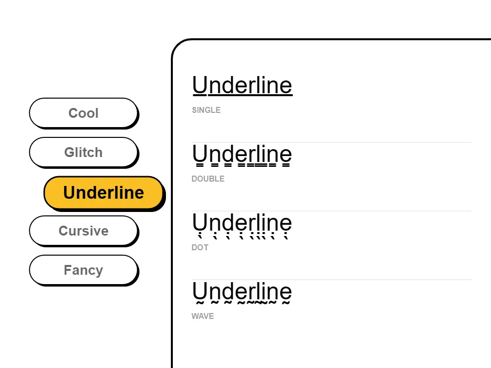 Underline Font Style Illustration