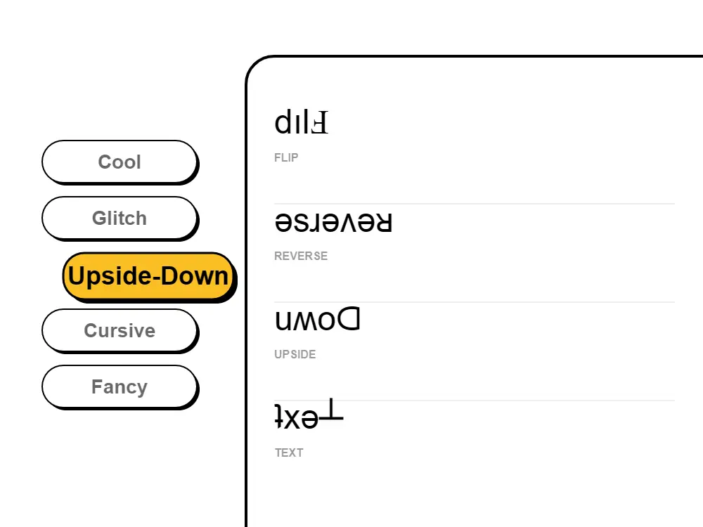 Upside Down Font Style Illustration