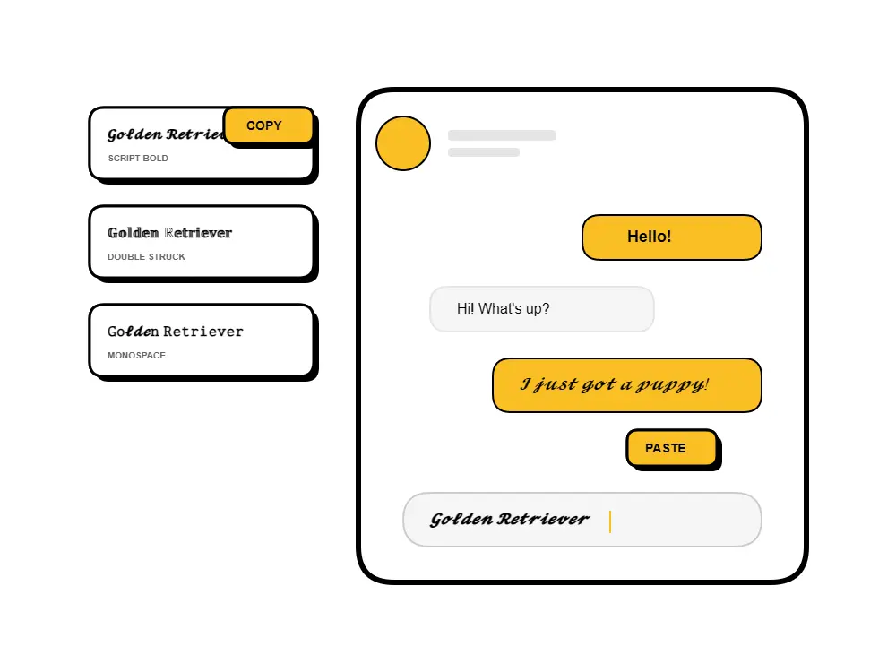 20M+ Fonts Copied - Chat Interface showing font usage